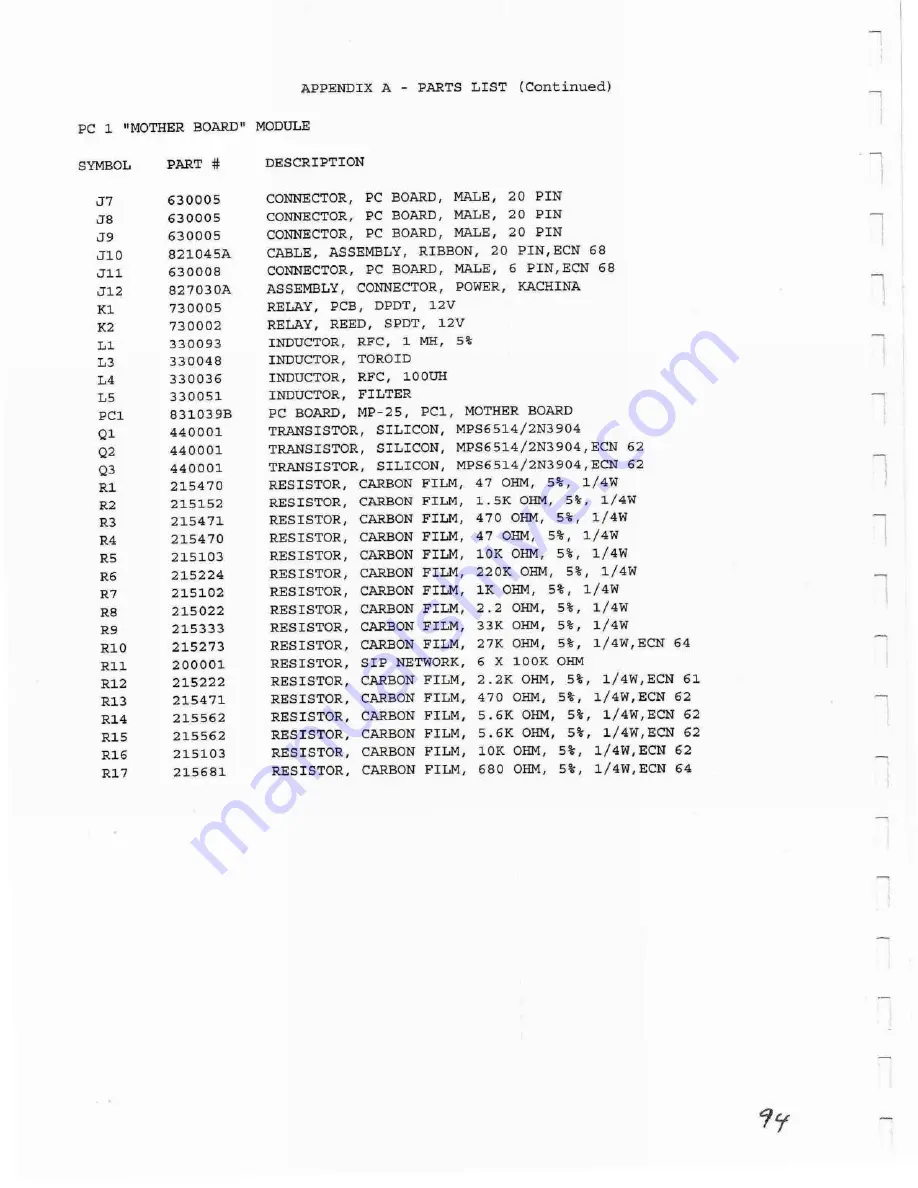 Kachina Communications MP-25E Operation And Maintenance Manual Download Page 94