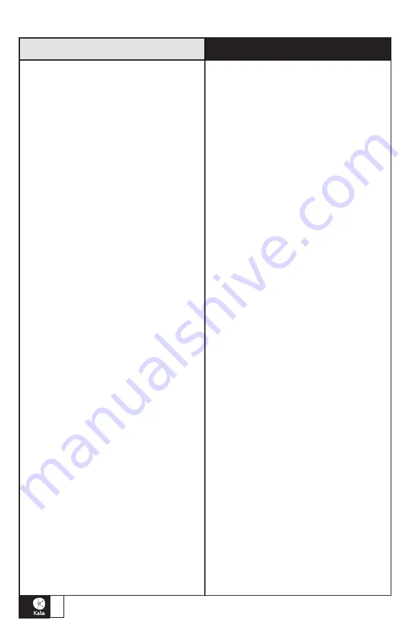 Kalia BF1216 Installation Instructions / Warranty Download Page 10