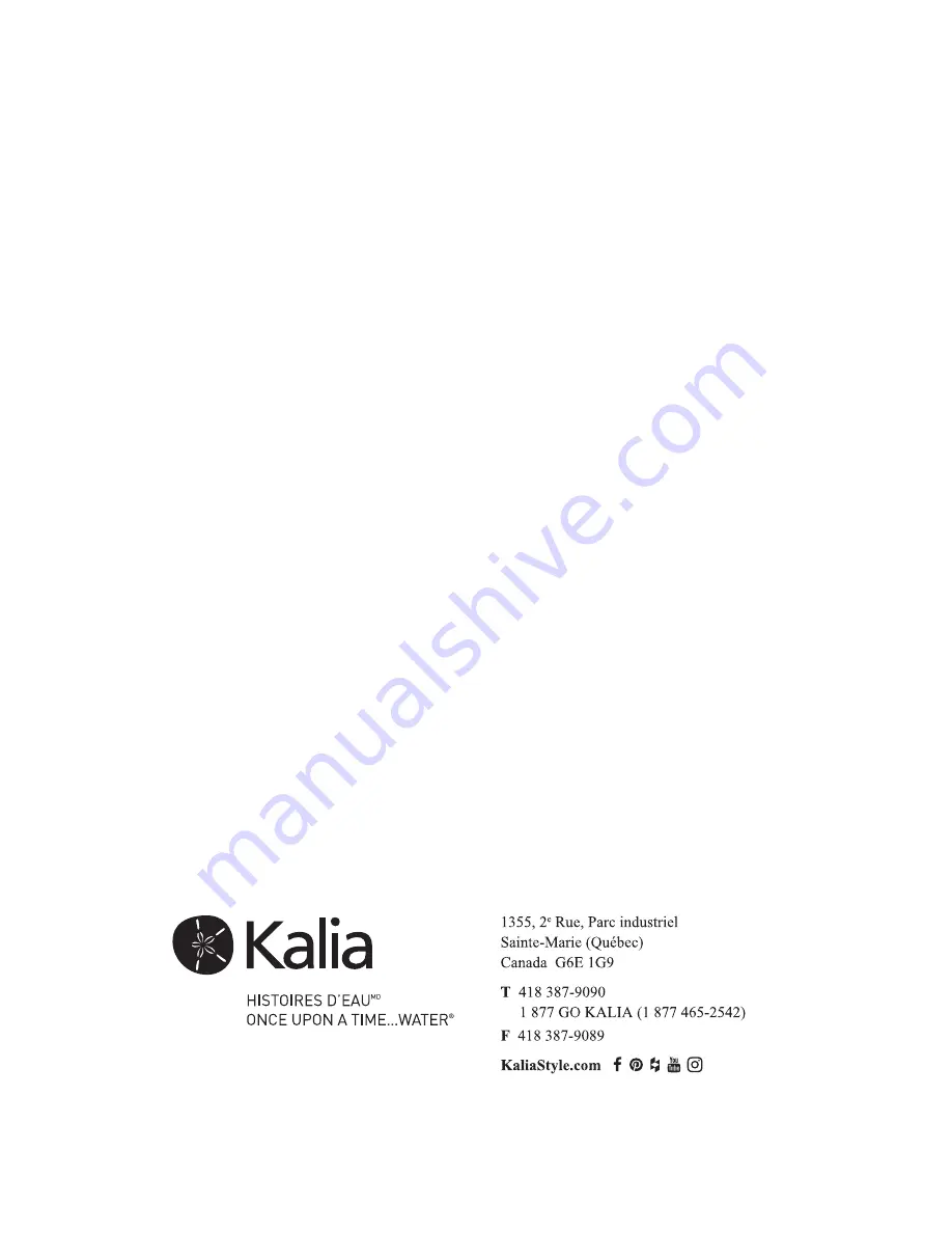 Kalia KONTACT Series Installation Instructions / Warranty Download Page 16