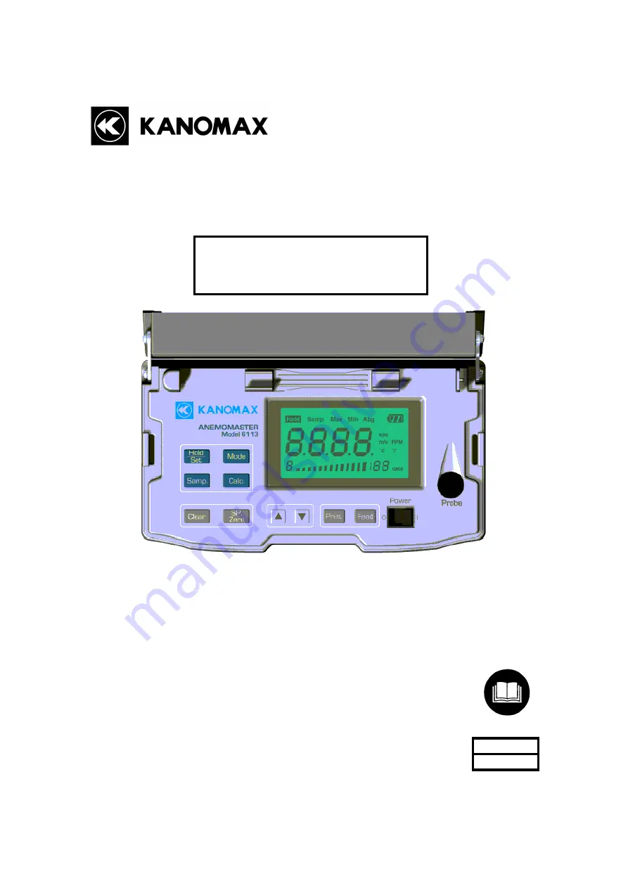 Kanomax ANEMOMASTER Series Operation Manual Download Page 1