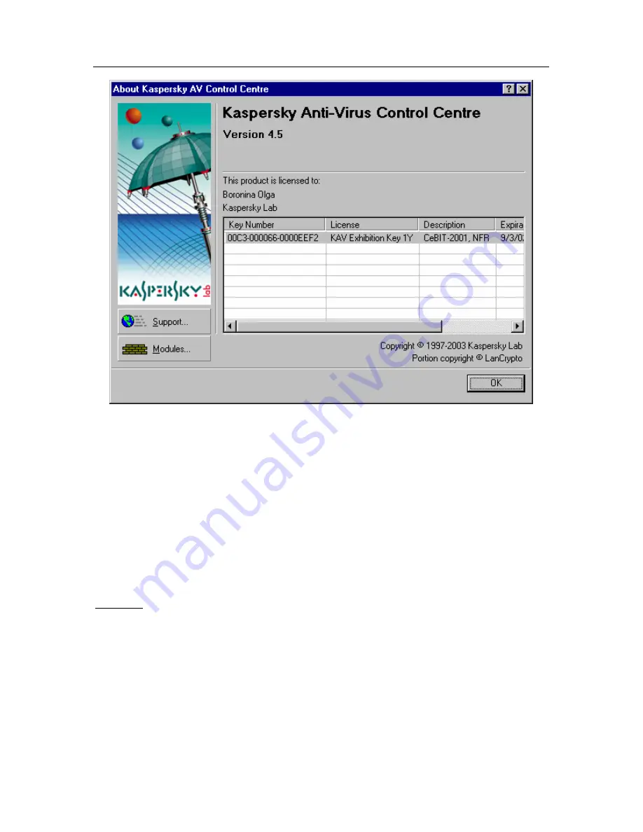 KAPERSKY ANTI-VIRUS 4.5 - FOR MICROSOFT EXCHANGE SERVER User Manual Download Page 66