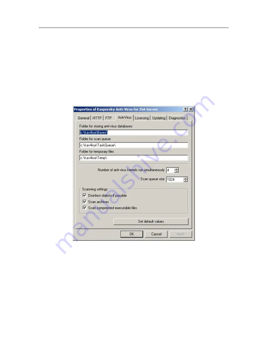 KAPERSKY ANTI-VIRUS 5.1 - FOR MICROSOFT ISA SERVER Administrator'S Manual Download Page 24