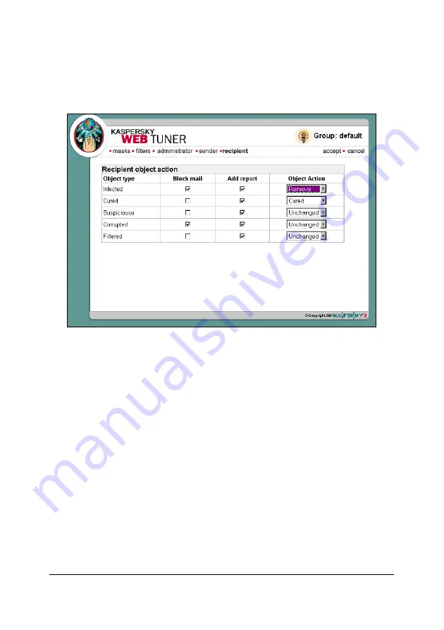 KAPERSKY ANTI-VIRUS - FOR SUN SOLARIS MAIL SERVER User Manual Download Page 174