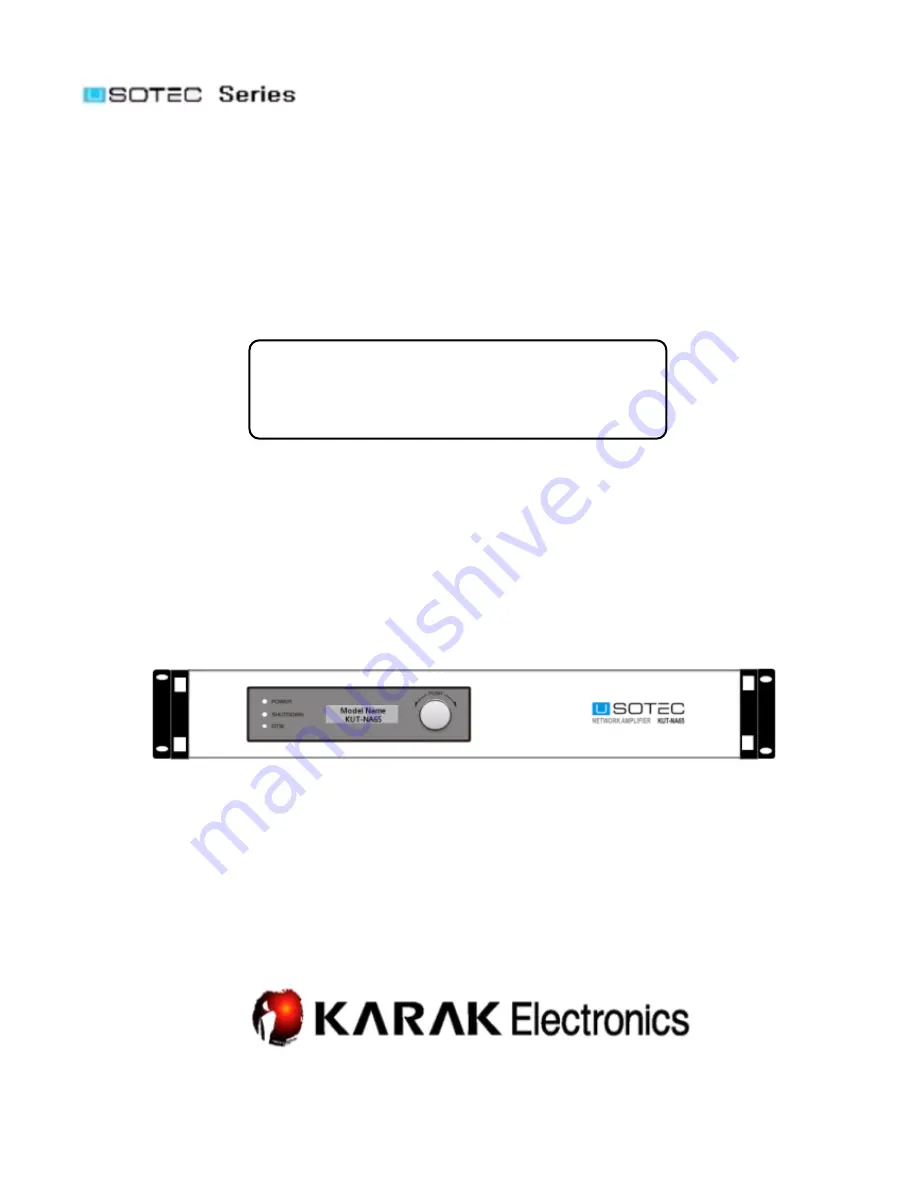 Karak Electronics Sotec series Operating Manual Download Page 1