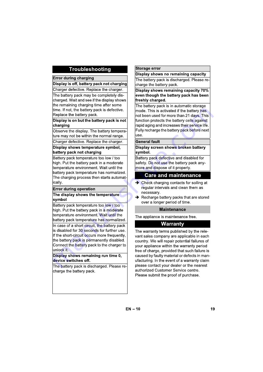 Kärcher Battery Power Series Manual Download Page 19