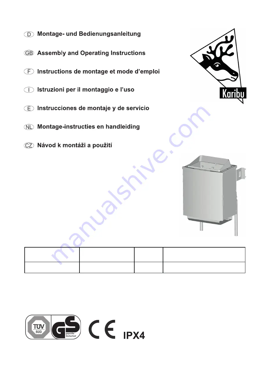 Karibu Sauna 330 Manual Download Page 44