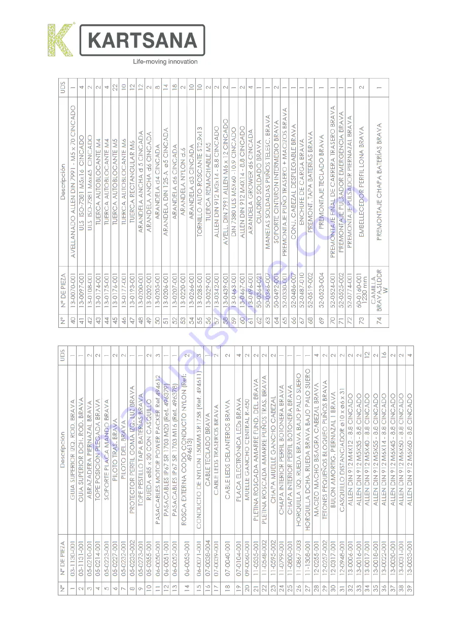 Kartsana BRAVA TG-1000 Instruction Manual Download Page 41