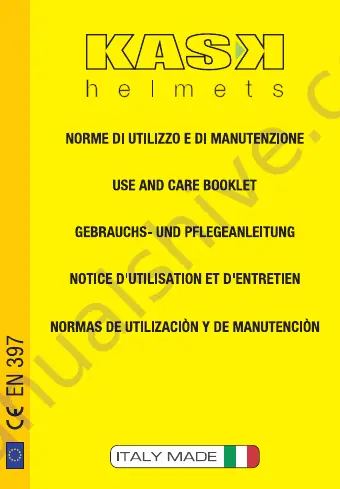 Kask PLASMA WORK Use And Care Booklet Download Page 1