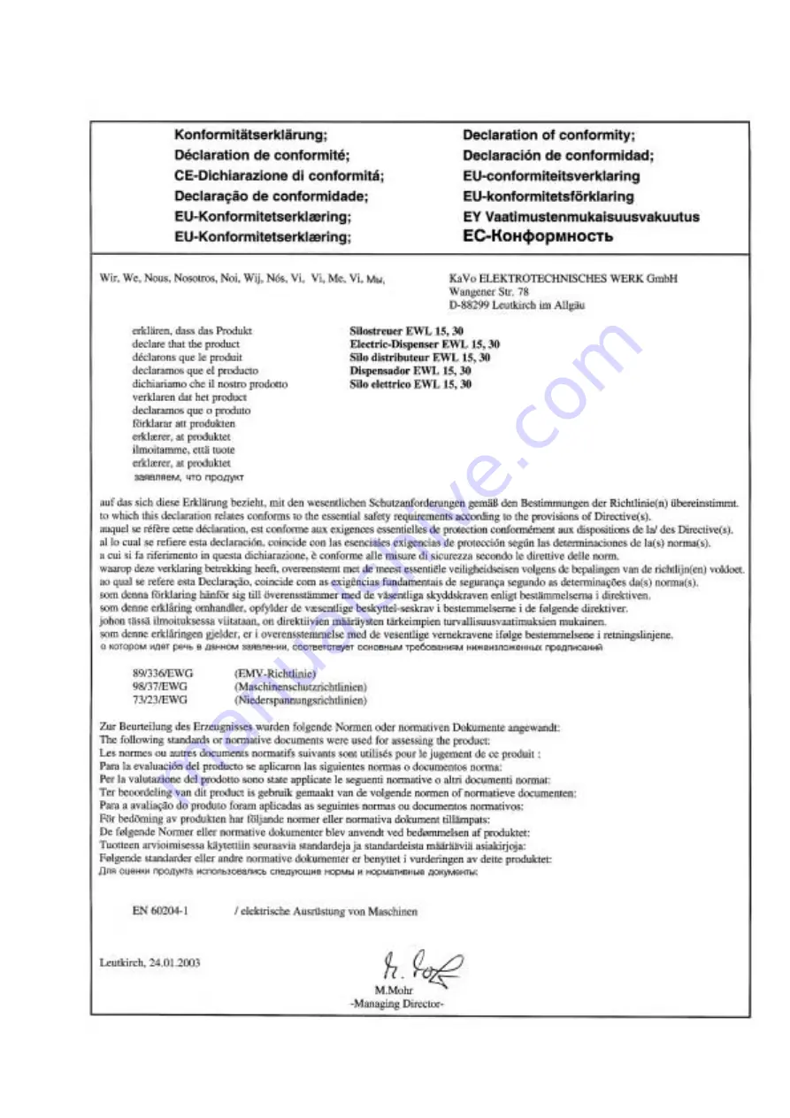 KaVo EWL 15 Operating Instructions Manual Download Page 15