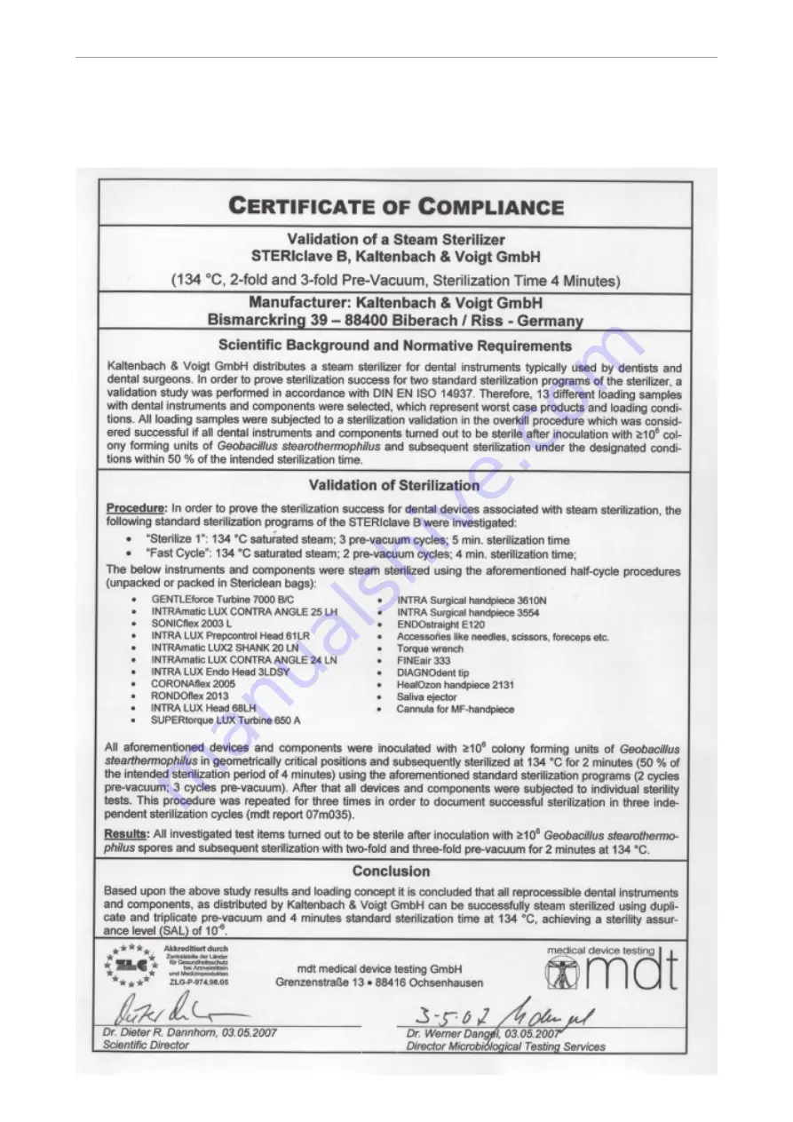 KaVo STERIclave B 2200 Operating	 Instruction Download Page 79