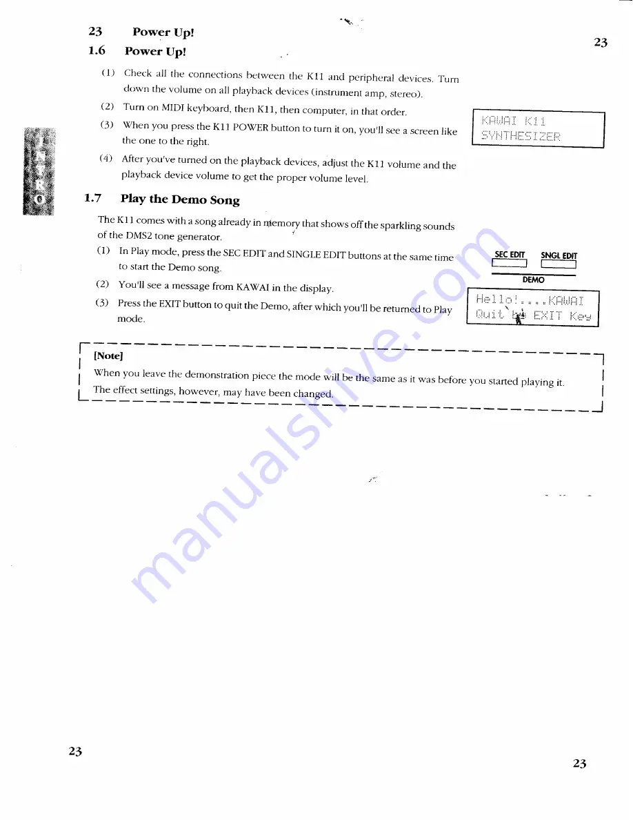 Kawai K 11 Owner'S Manual Download Page 23