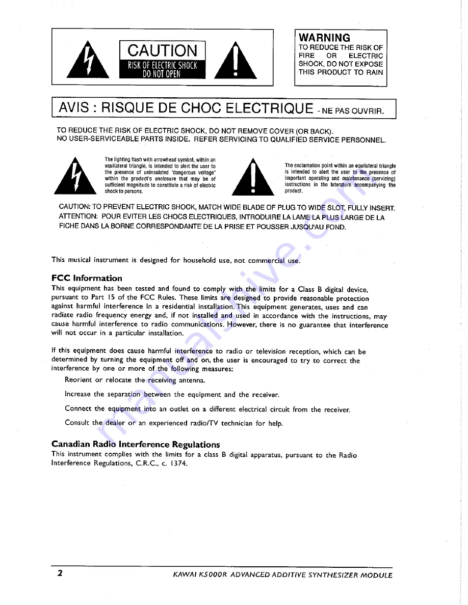 Kawai K5000R Owner'S Manual Download Page 2