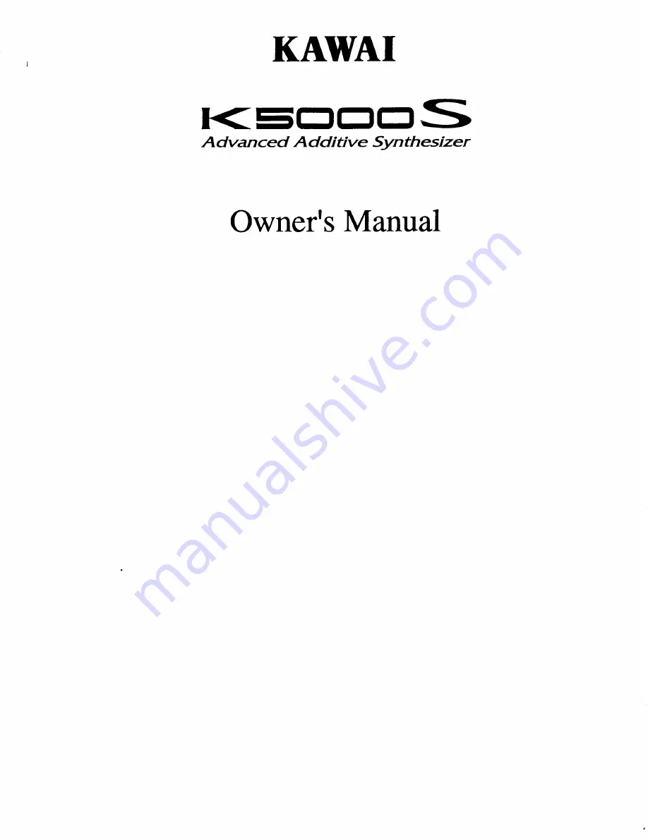 Kawai K5000S Owner'S Manual Download Page 1