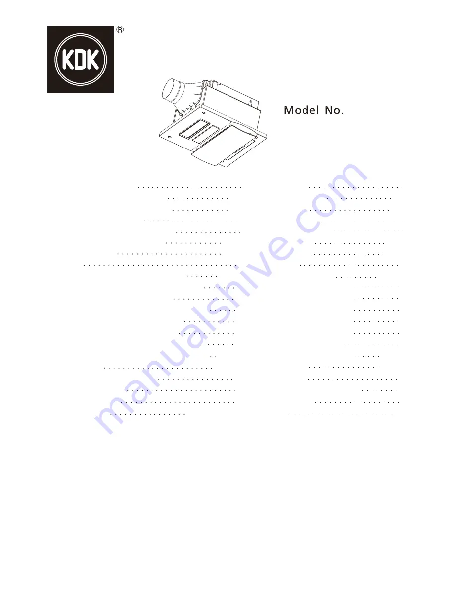 KDK 30BGCH Installation And Operating Instructions Manual Download Page 1