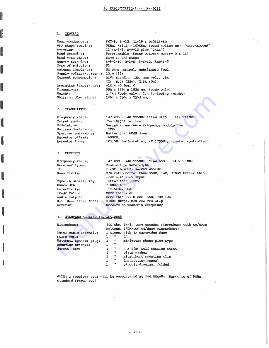 KDK FM-2033 Instruction Manual Download Page 15