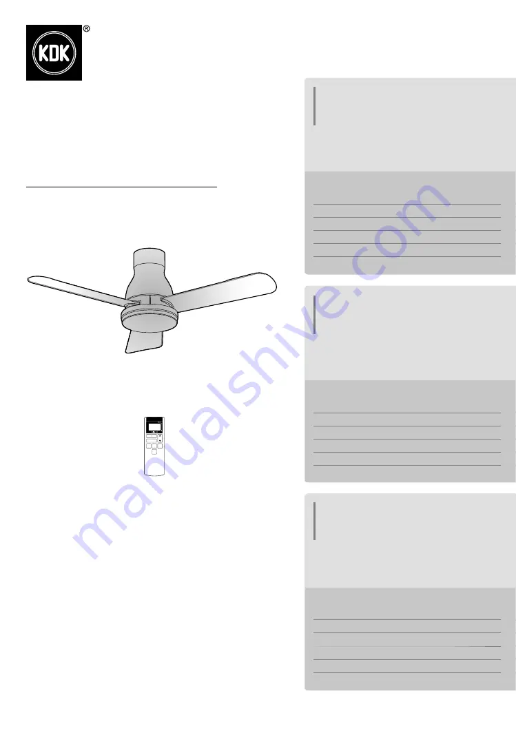 KDK K12UX Operating And Installation Instructions Download Page 1