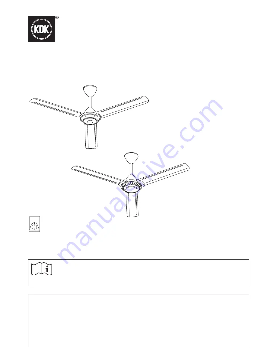 KDK K12V0 Operating And Installation Instructions Download Page 1