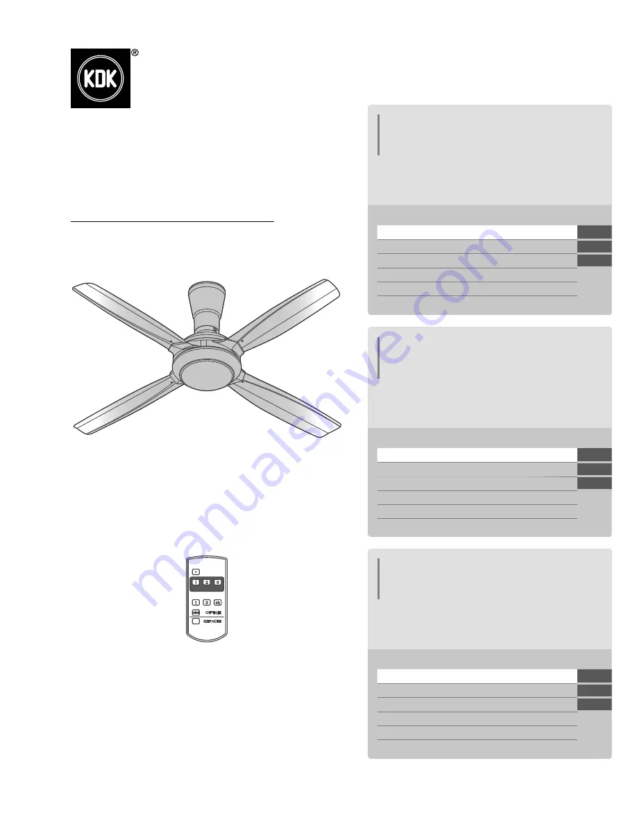 KDK K14X5 Operating And Installation Instructions Download Page 1