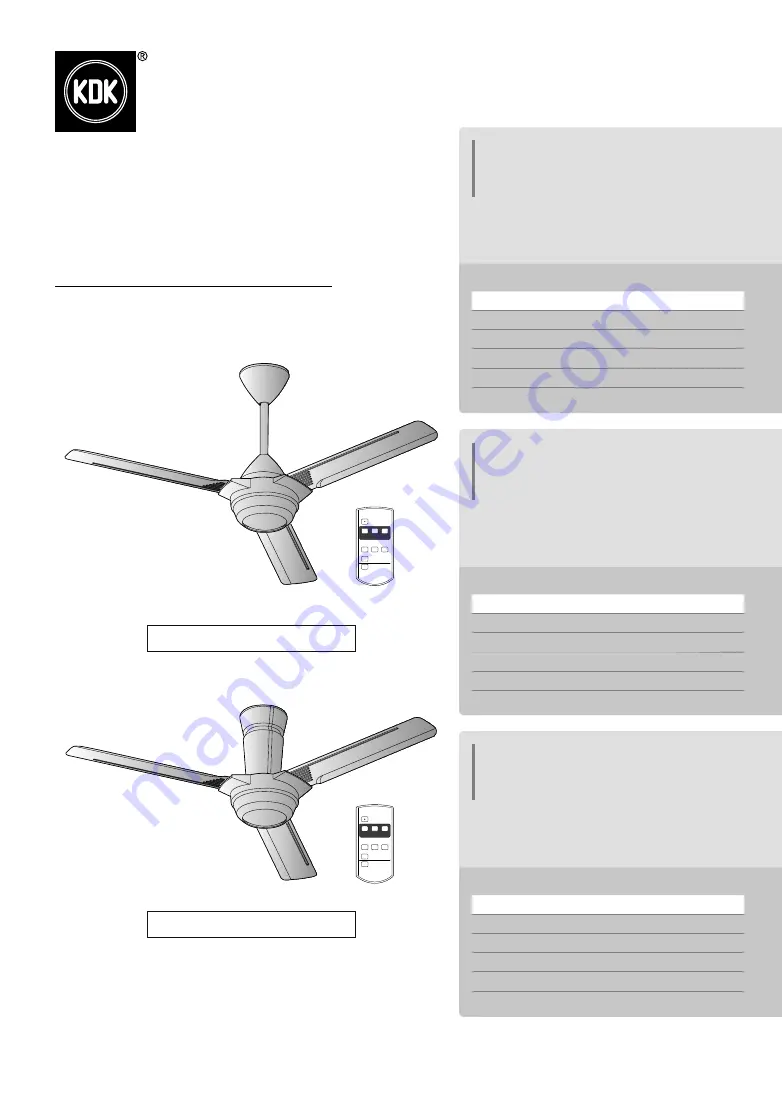 KDK K14XF Operating And Installation Instructions Download Page 1