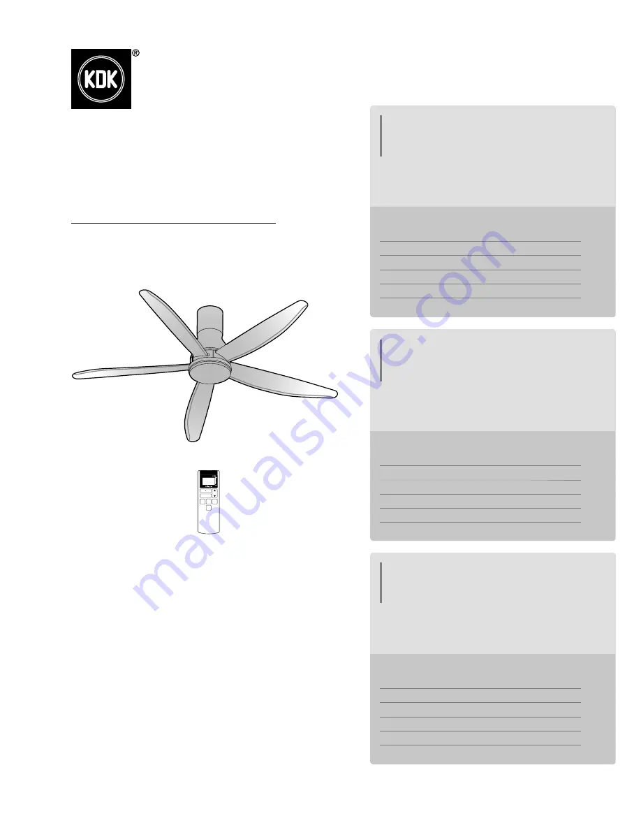 KDK K15UW Operating And Installation Instructions Download Page 1