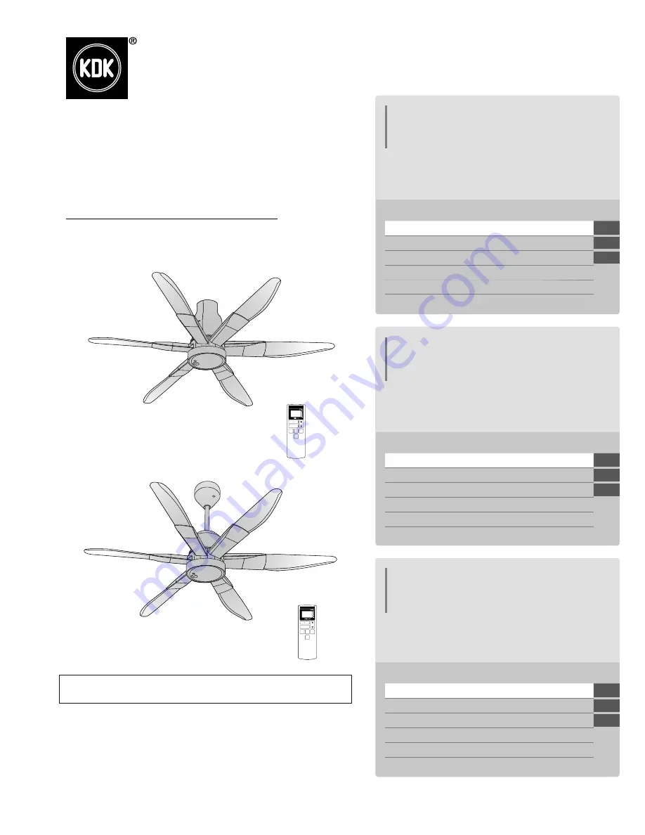 KDK K18NY Operating And Installation Instructions Download Page 1