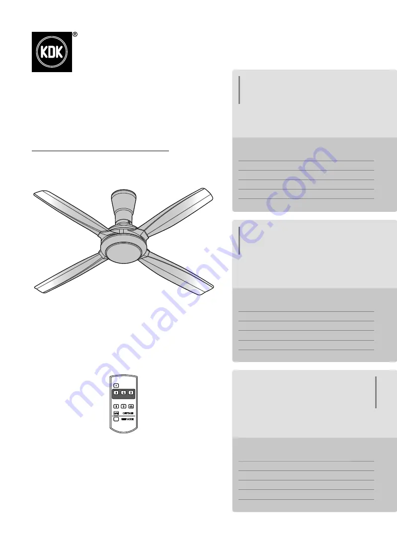 KDK U56PR Operating And Installation Instructions Download Page 1