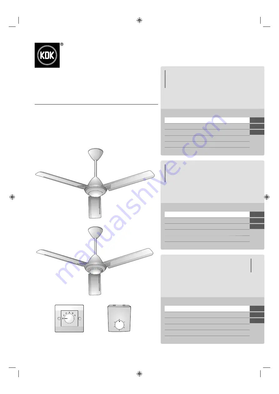 KDK X48XG /  X48XGMN Operating And Installation Instructions Download Page 1