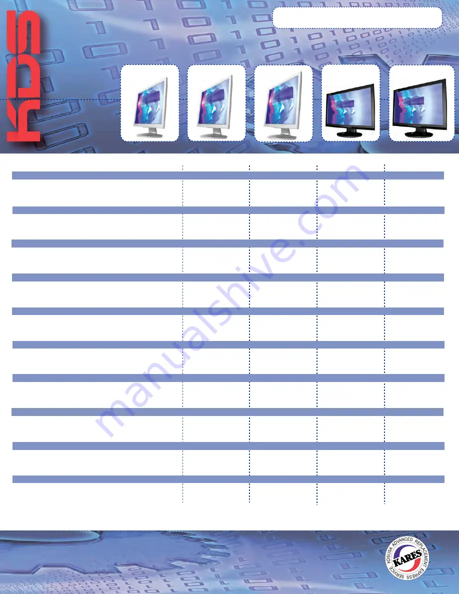 KDS K-2226wdb Specifications Download Page 1