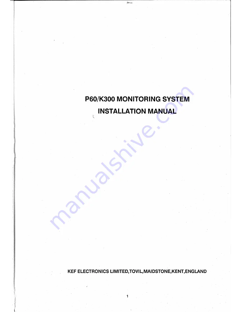 KEF P60 Installation Manual Download Page 1