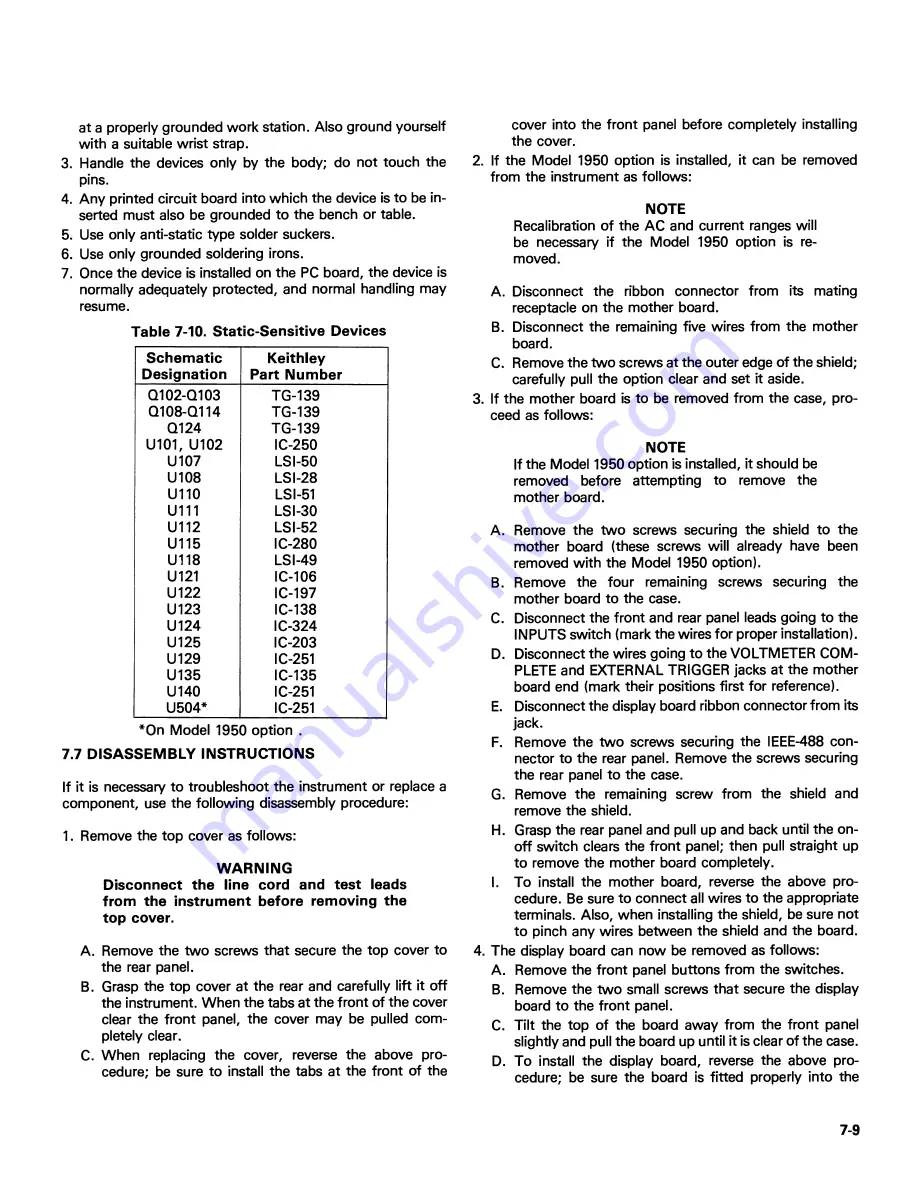 Keithley 195A Instruction Manual Download Page 109