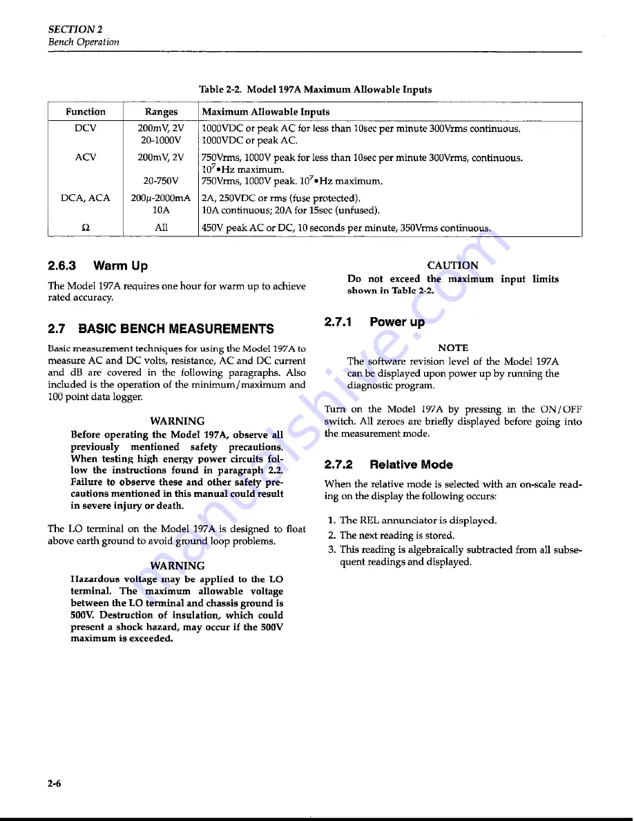 Keithley 197A User Manual Download Page 23