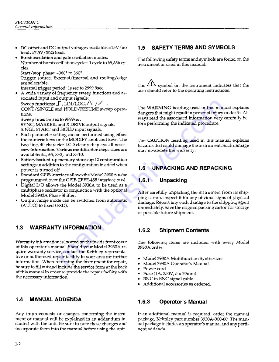 Keithley 3930A Скачать руководство пользователя страница 12