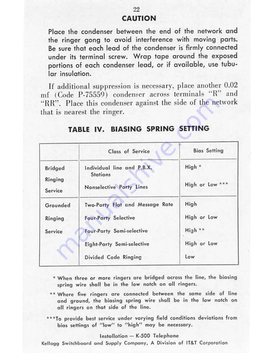 Kellogg K-500 Installation And Maintenance Manual Download Page 28