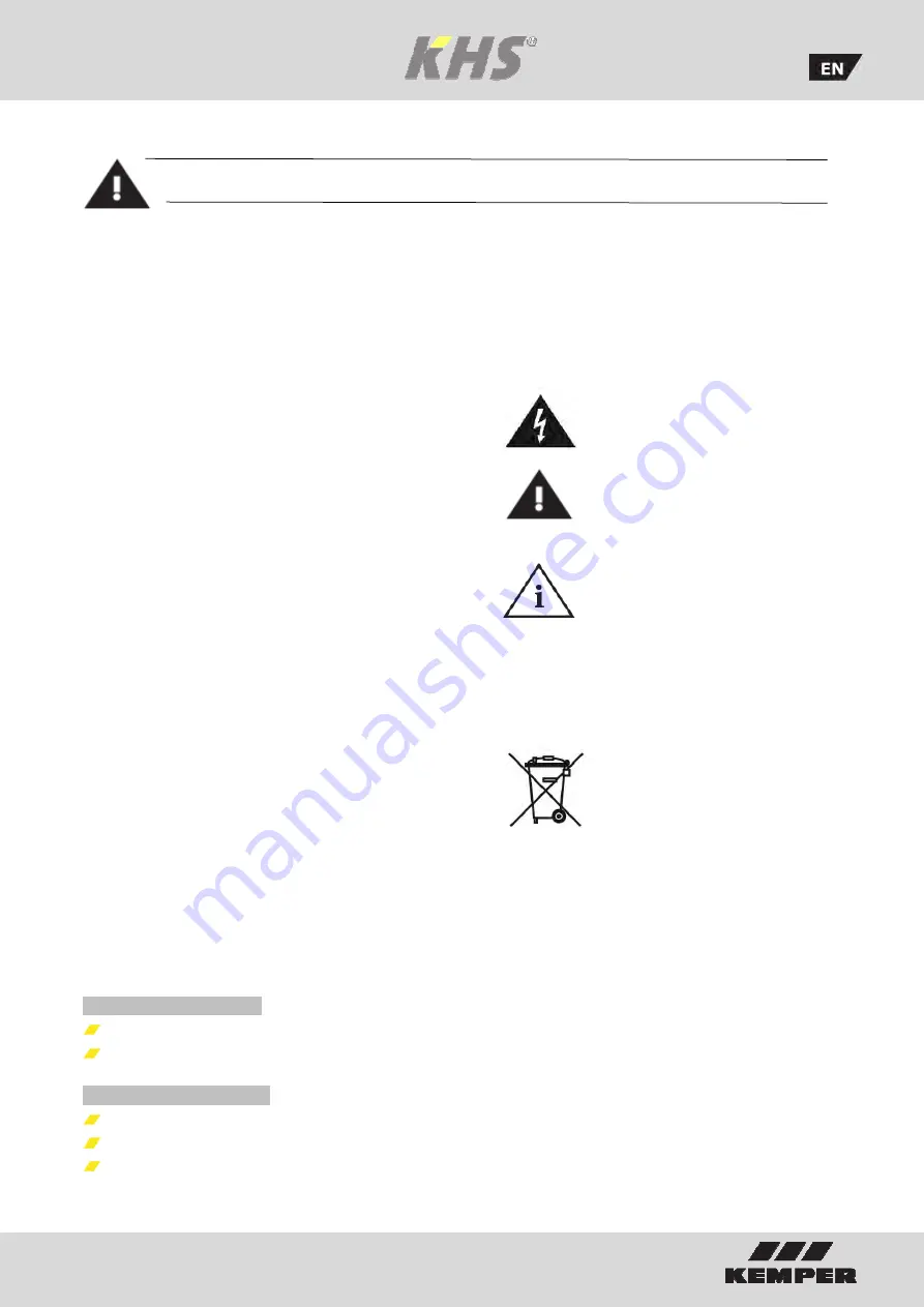 Kemper KHS  686 01 Installation And Operating Manual Download Page 12