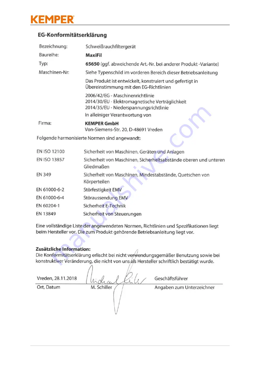 Kemper MaxiFil Operating Manual Download Page 221