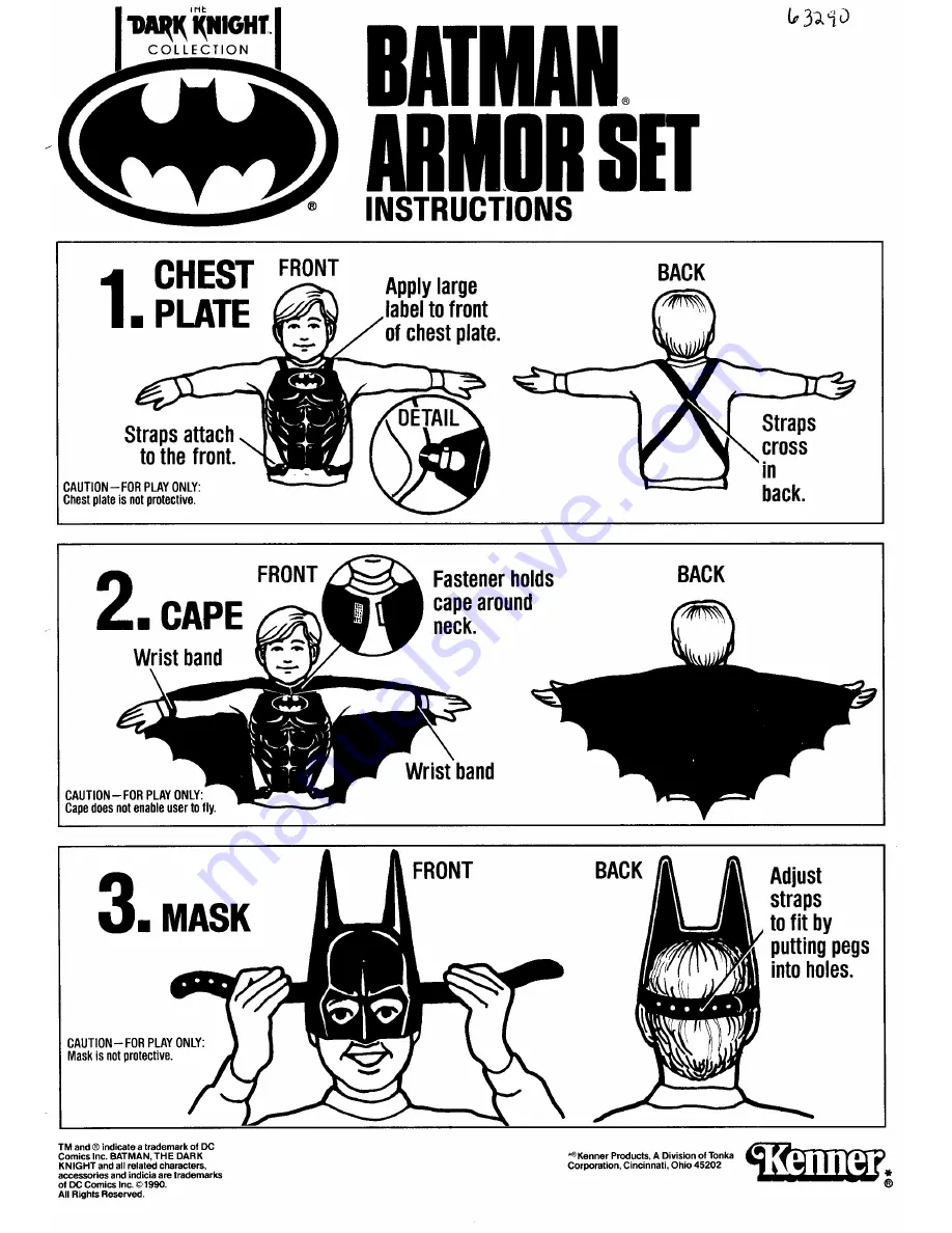 Kenner Batman Armor Set Instructions Download Page 1