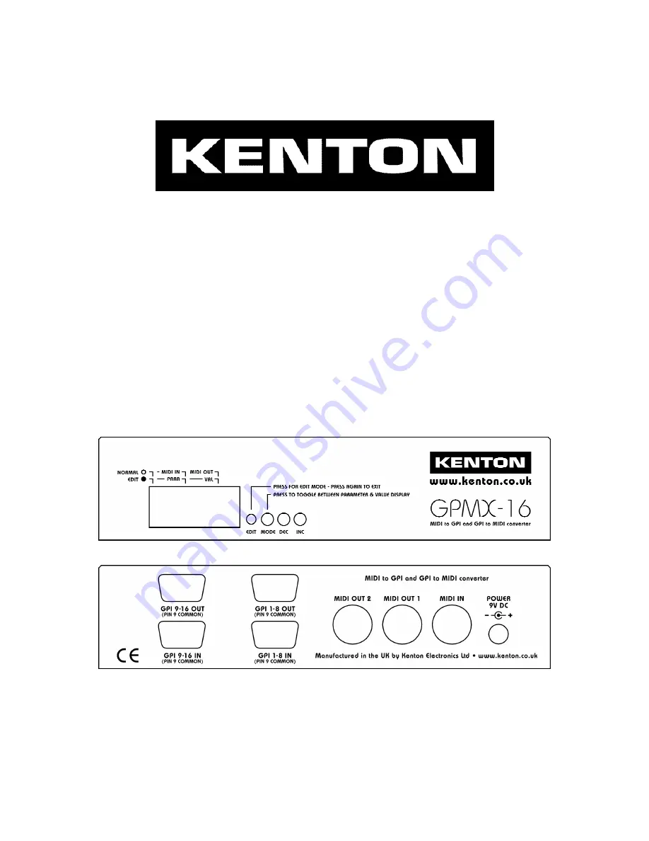 Kenton GPMX-16 Скачать руководство пользователя страница 1