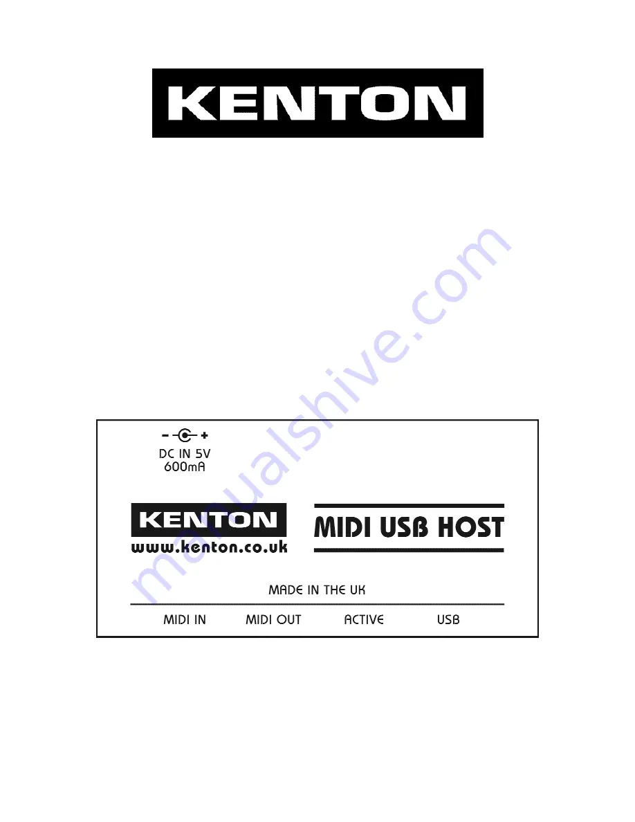 Kenton MIDI USB HOST Operating Manual Download Page 1