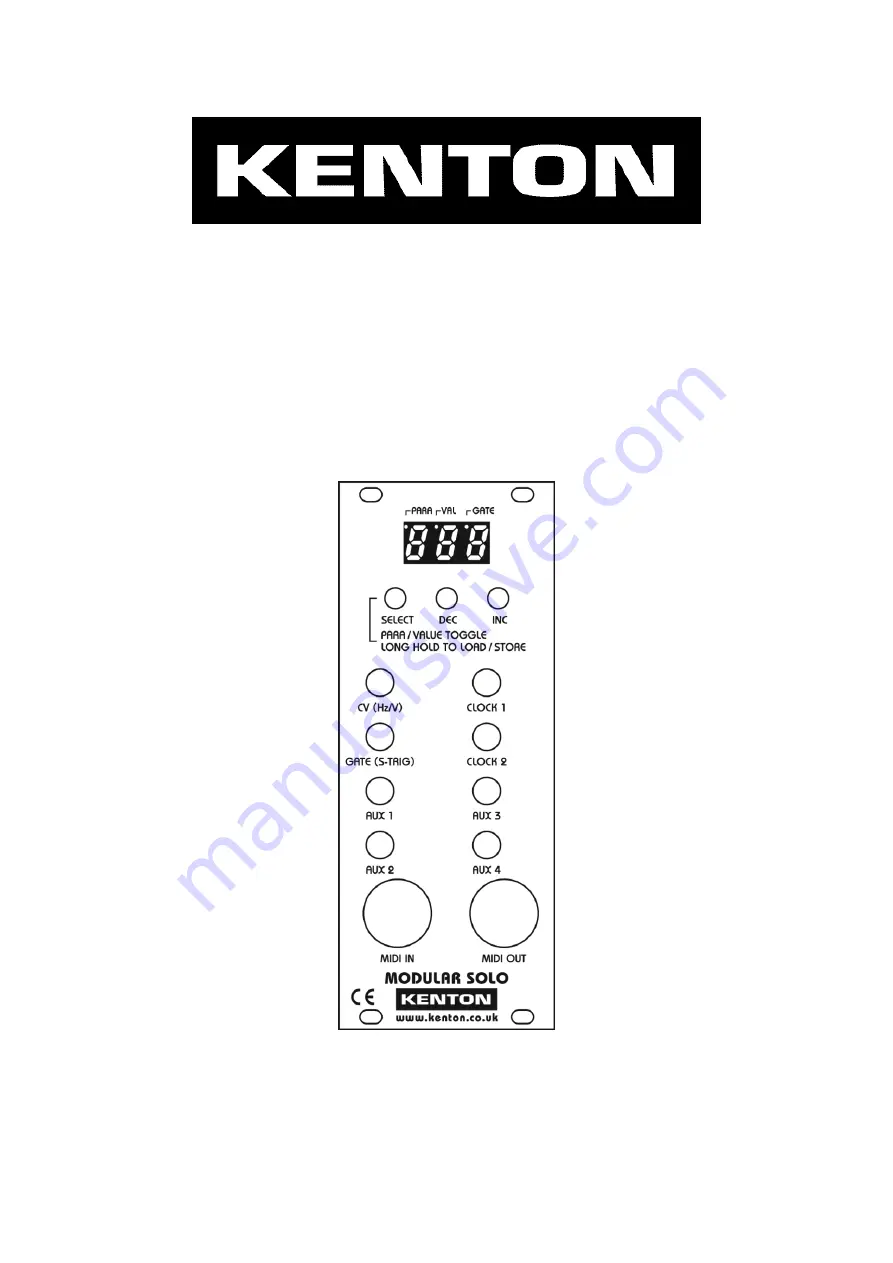 Kenton Modular Solo Operating Manual Download Page 1