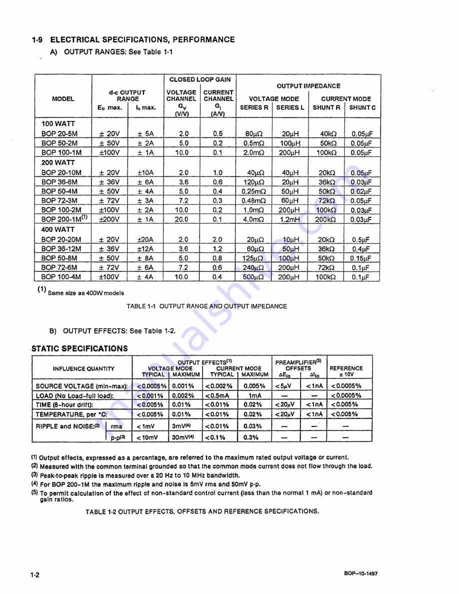 KEPCO BOP 100-1 Operator'S Manual Download Page 18