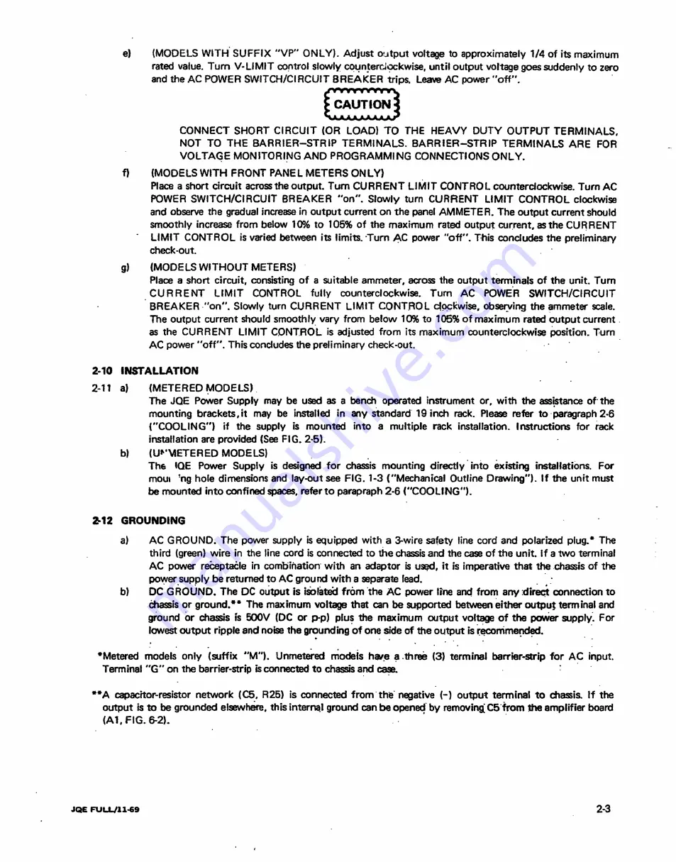 KEPCO JQE 100-10 Operator'S Manual Download Page 17