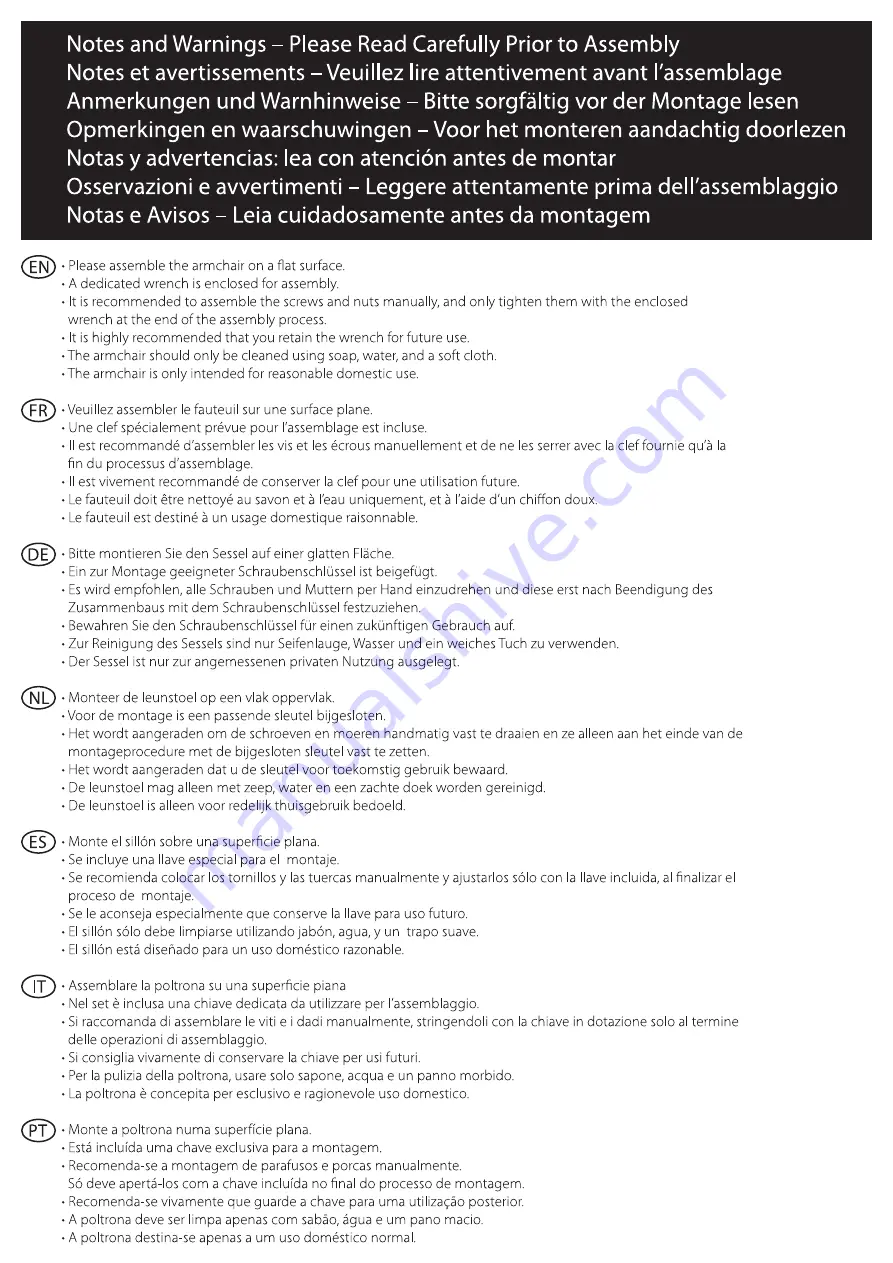 Keter CORFU ARMCHAIR Assembly Instructions Manual Download Page 2