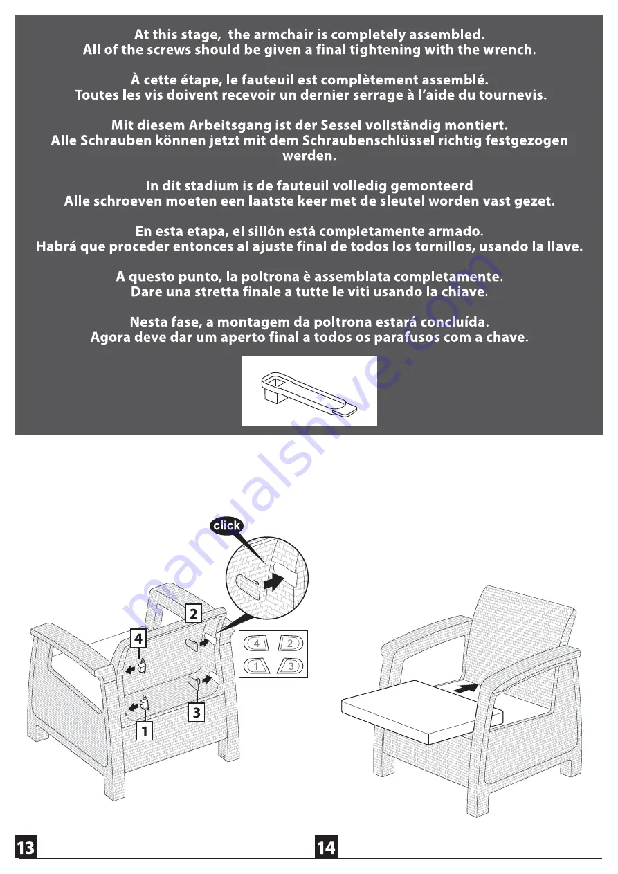 Keter CORFU ARMCHAIR Assembly Instructions Manual Download Page 10