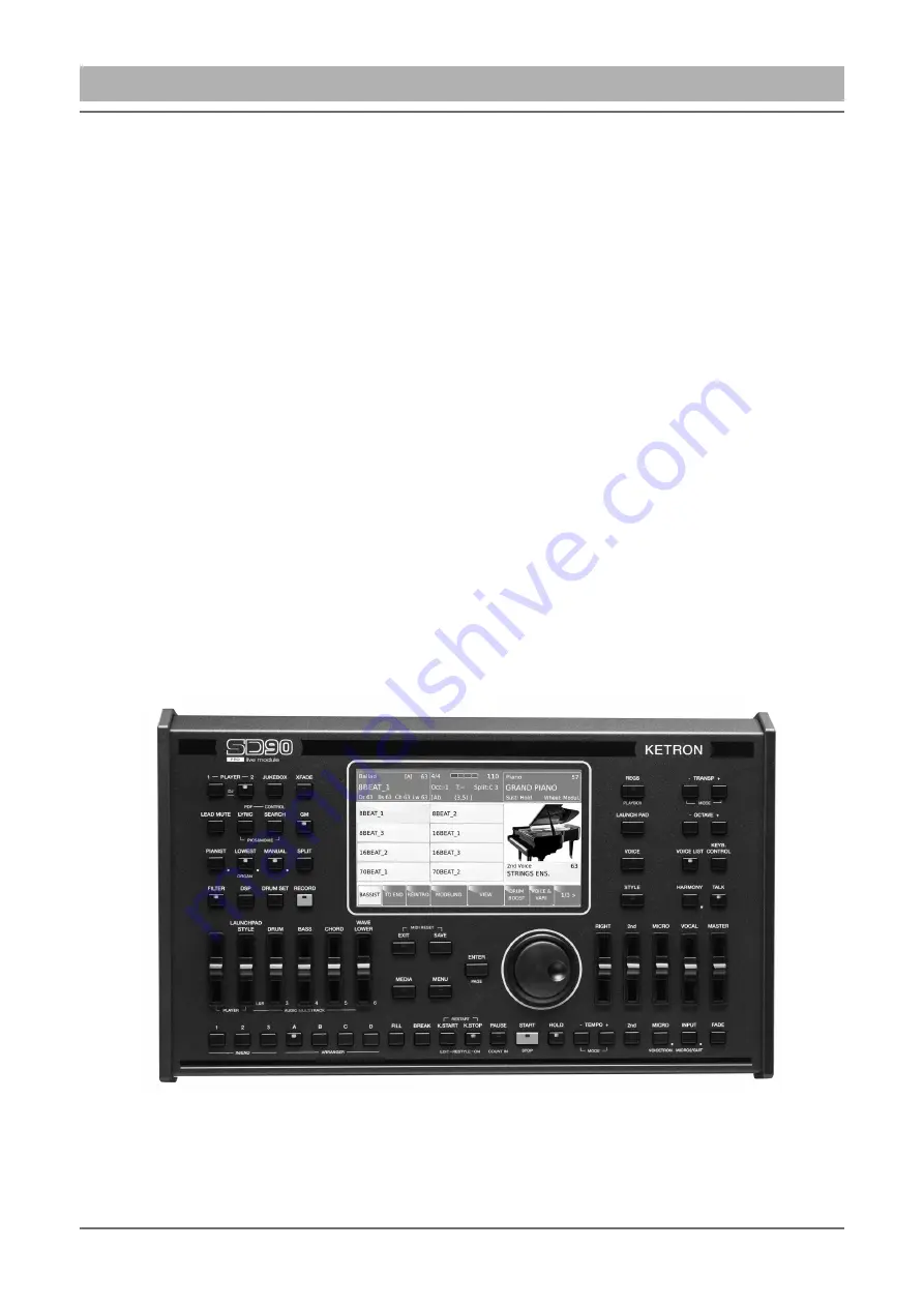 KETRON SD90 PRO live module Quick Manual Download Page 19