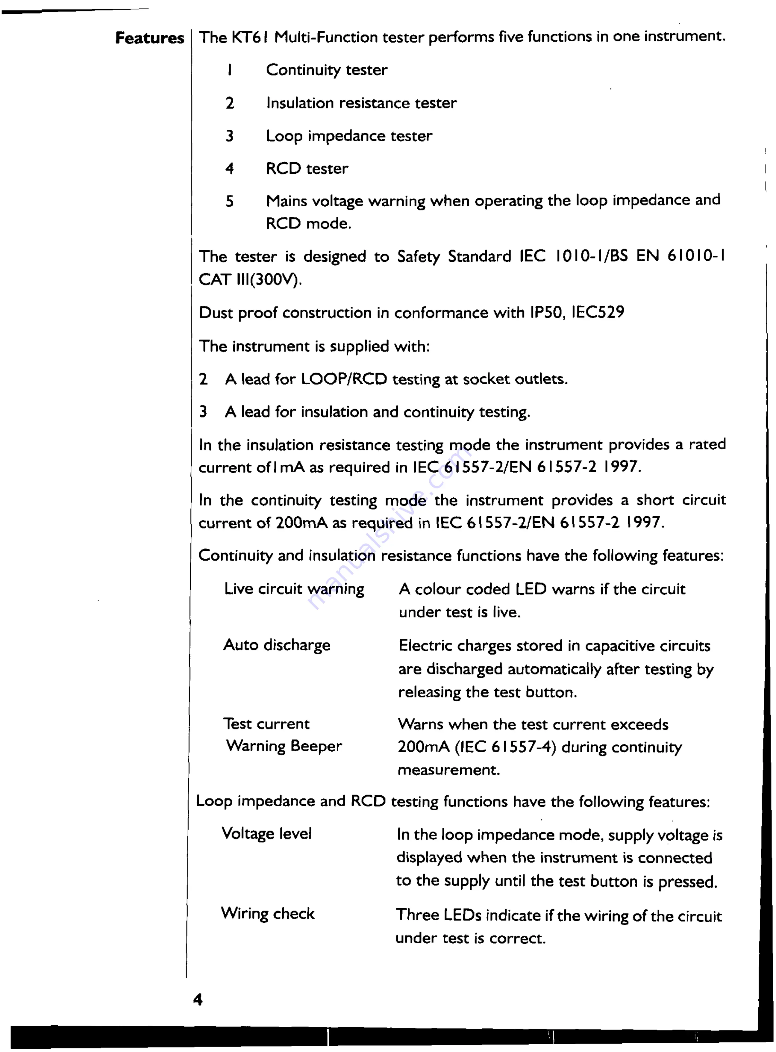 Kewtech KT61 Instruction Manual Download Page 6