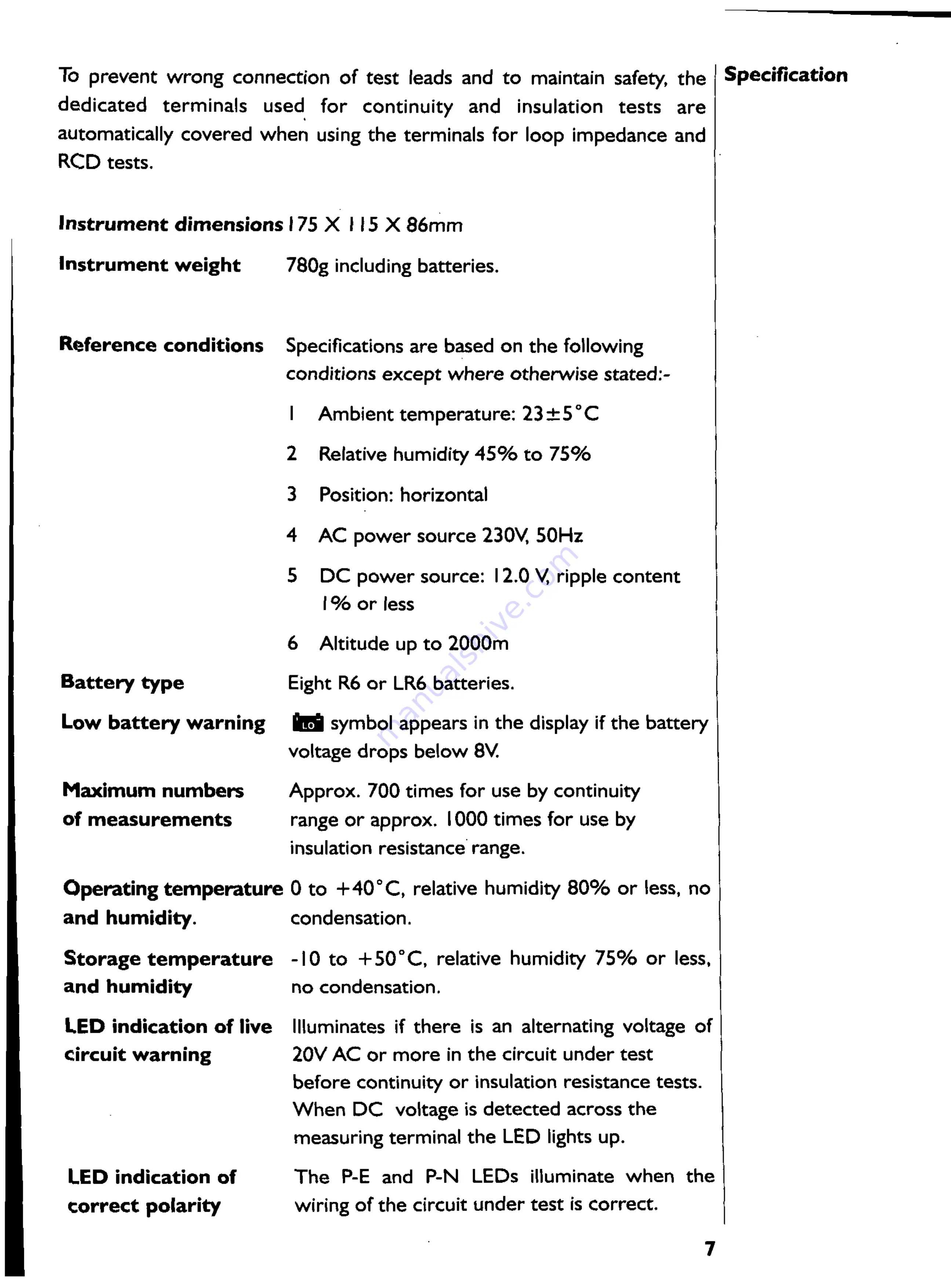 Kewtech KT61 Instruction Manual Download Page 9