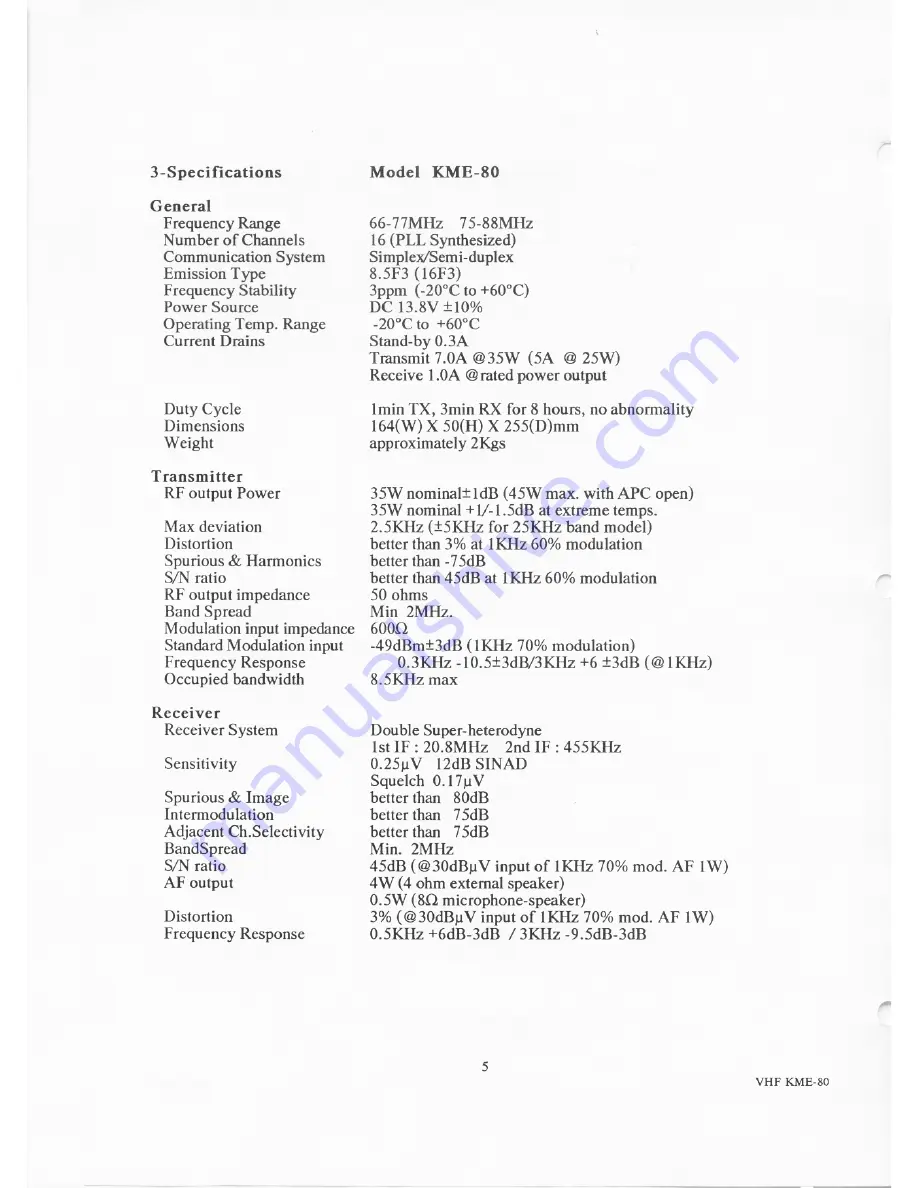 KEY KME-80 Technical Manual Download Page 5