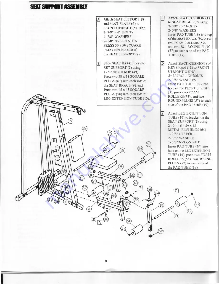 Keys Fitness Strength Trainer 250 Owner'S Manual Download Page 9