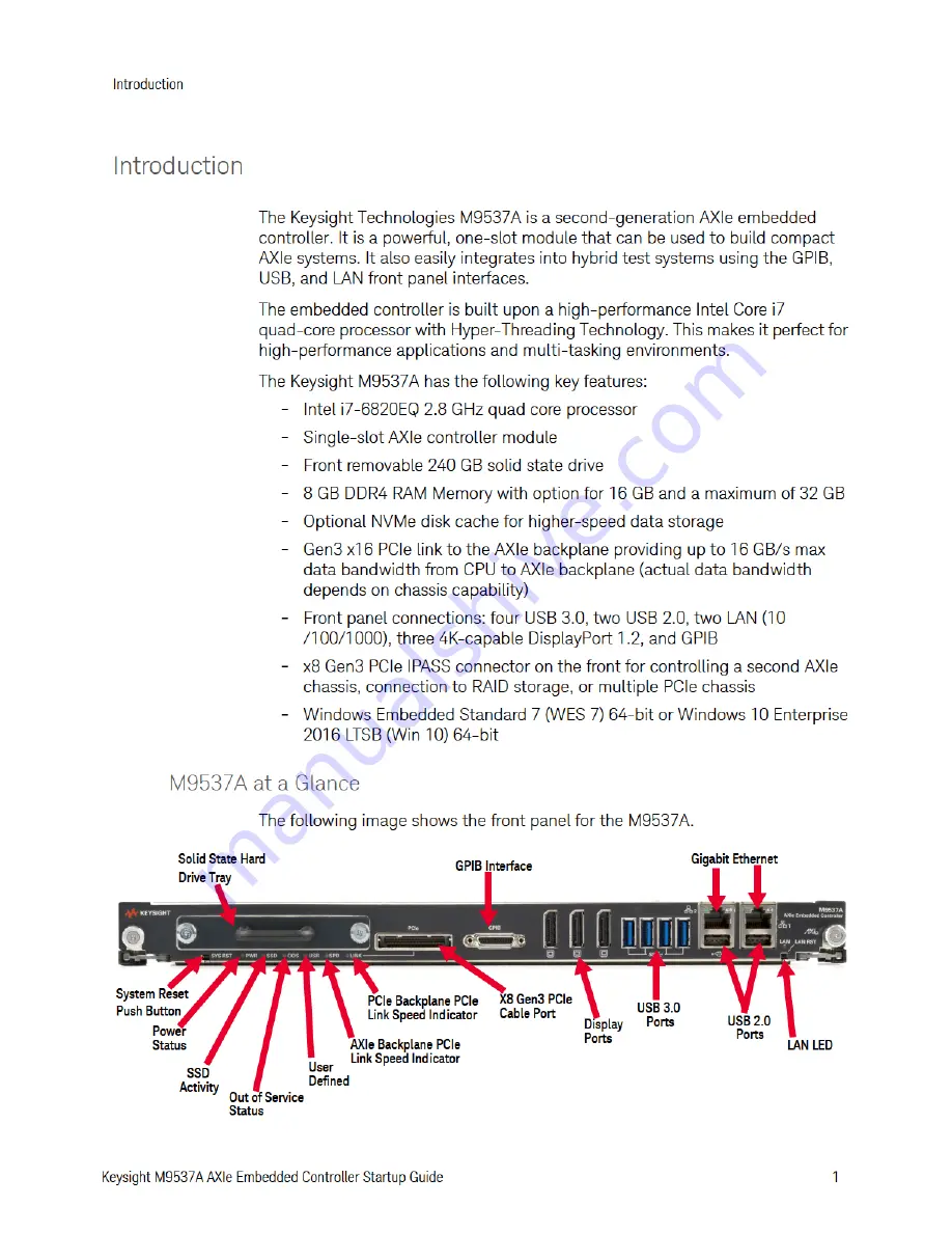 Keysight Technologies M9537A Startup Manual Download Page 9