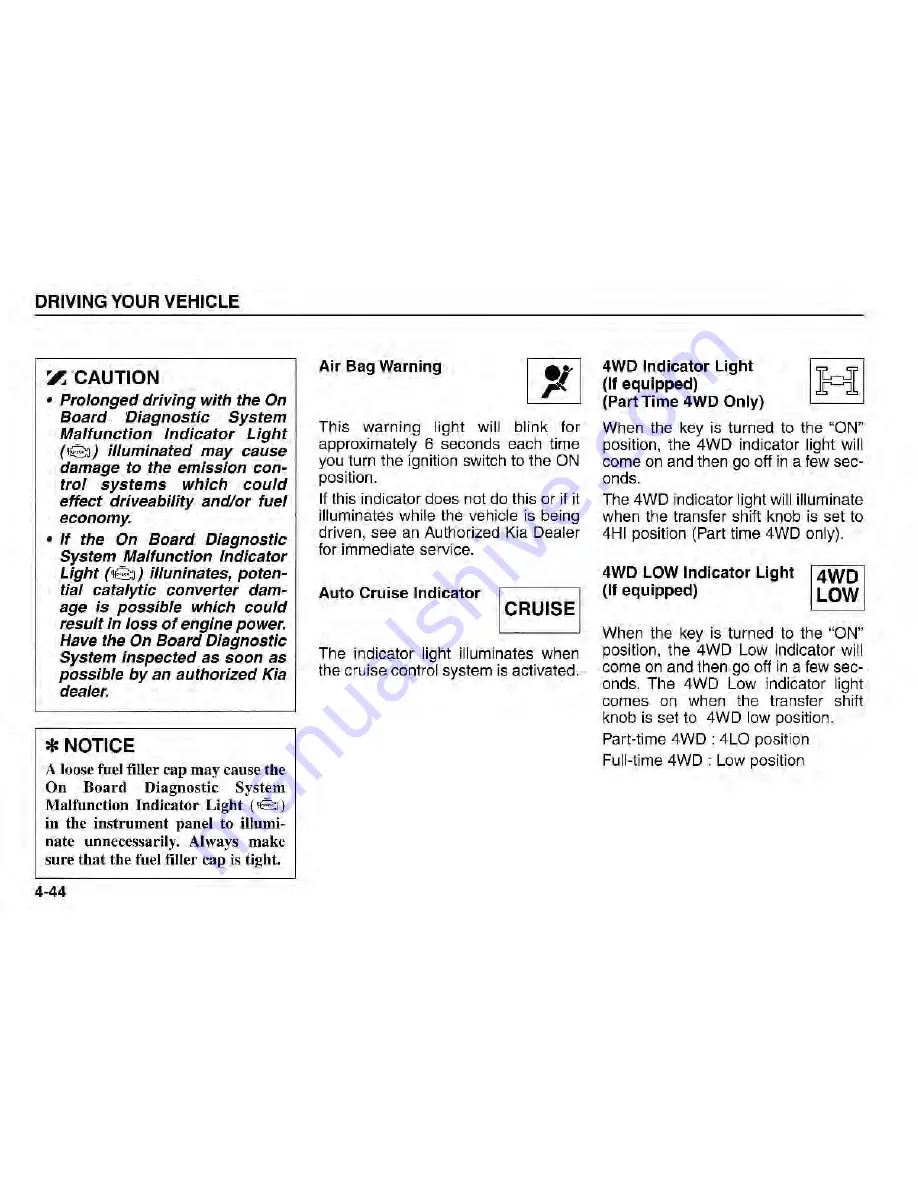 Kia Sorento 2005 Owner'S Manual Download Page 125